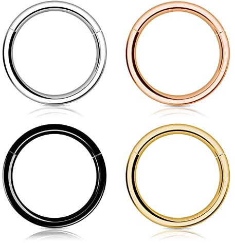Woffoly Nasenring für Damen Herren, 316L Chirurgenstahl Sleeper Hoop Ohrringe Septum Clicker Klappring, hypoallergener Conch Lobe Piercing Daith Helix Schmuck