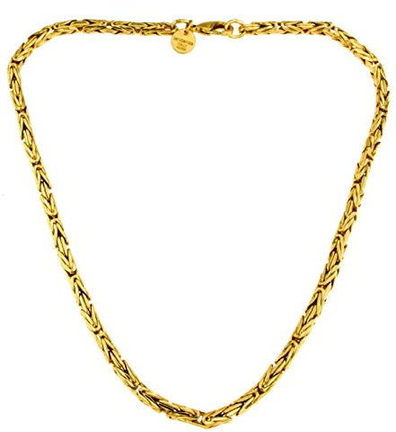 Byzantiner Königskette rund geschliffen 18kt vergoldet oder Doublé 4mm breit Länge wählbar, Halskette Herren-Kette Damen Geschenk Schmuck ab Fabrik Tendenze-Italy
