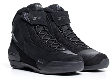 TCX - Jupiter 5 Gore-Tex, Bottes de Moto pour Hommes, Protectrices, Membrane Gore-Tex Performance intégrée à la Tige en Daim, Fermeture par Lacets et Velcro, Noir