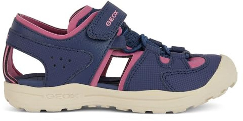 Geox Sandalia para niña J Vaniett Girl B, Azul marino, fucsia., 35 EU