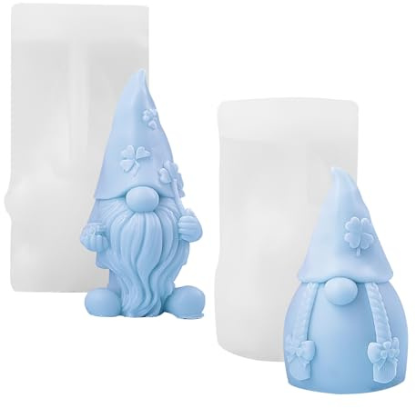 2 Stück Silikonformen Gießformen Weihnachten Zwerg 3D Kerzenform Silikonform Silikon Kerzen Formen Gießen DIY Handgemachte Kerzen Candle Silikonformen Geschenke für Familie und Freunde