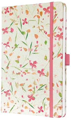 SIGEL J5307 Wochenplaner Jolie 2025, Bloom Pink, ca. A5, weiß, pink, Hardcover, Gummiband, Stiftschlaufe, Einstecktasche, 174 Seiten, vegan, Kalender aus nachhaltigem Papier, Terminplaner