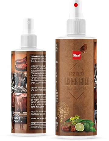 iXtral® Leder Gold Easy Clean - Luxus Lederpflege Spray zur Reinigung und Pflege von Leder, Kunstleder, Kunststoffen mit Jojobaöl, Lemonöl, Wachs