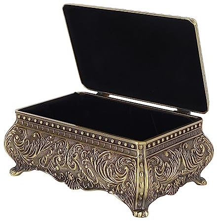 ZJchao Boîte à Bijoux en Bronze, Organisateur de Souvenirs Vintage pour Femmes, Dames et Filles (Bronze)