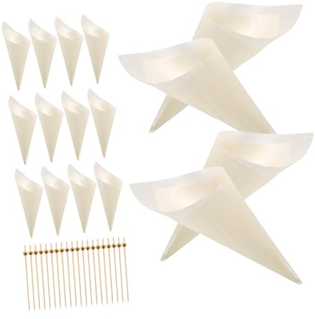 BELLIFFY Juego de Conos de Madera Palillos de Fruta para Aperitivos Rápido y Conveniente Material Madera para Fiestas y Bricolaje