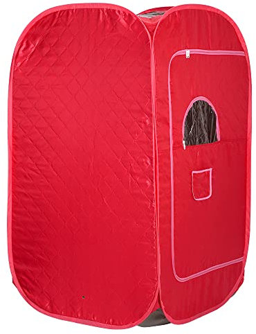 Cabina caliente de Sauna plegable, Sauna portátil, tienda corporal, controlador de temperatura remoto para Spa personal en el hogar 1000W (rojo)