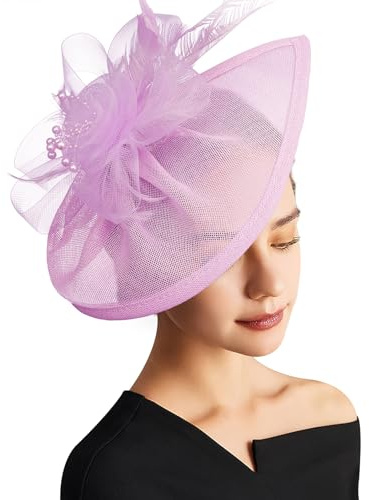DRESHOW Fascinator Hats Tea Party Hat Vintage Pillbox Hat Headband Cocktail Headwear for Girls and Women