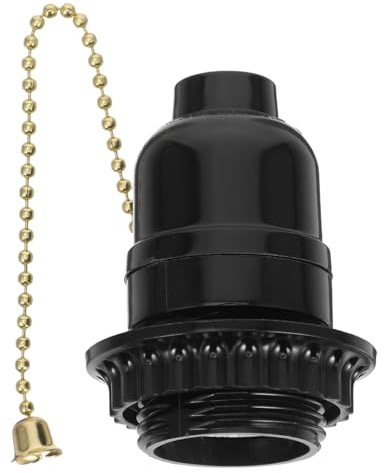 Angoily Douille E27 Avec Interrupteur À Tirette En Bakélite Lampe À Chaînette Pour Lampe De Table Et Lampadaire Noir 7.2 X 7.2 X 7.2 Cm