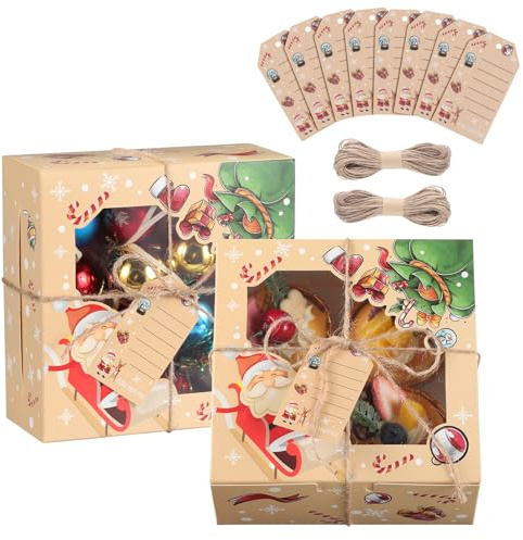 TsunNee 20PCS Christmas Cupcake Boxes 4 Hole Muffin Boxes with Inserts, Xmas Treat Boxes Gift Boxes, Cookies Gift Baking Box for Christmas Pastries Brownies Donuts Party Supply