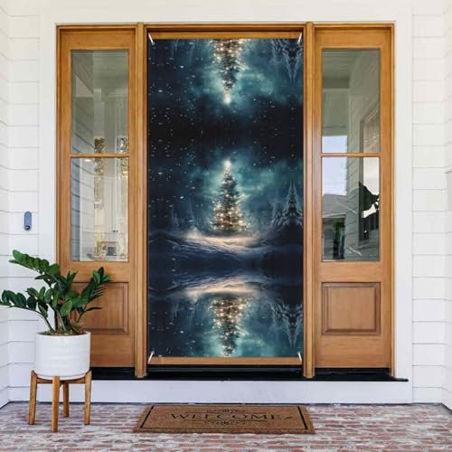 Weihnachtsbaum Schnee Druck Türabdeckung Banner Party Dekorationen Veranda Schilder für Geburtstage Indoor Outdoor