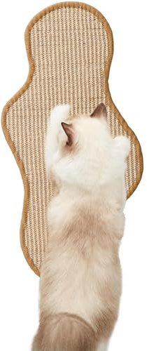Sisal Cat Scratcher Mat with Sticky Tapes, 23.6 x 11.8 Cat Scratching Carpet for Indoor Cats, Horizontal Cat Scratcher for Cat House, Scratching Posts, and Couch Protection(Cactus)