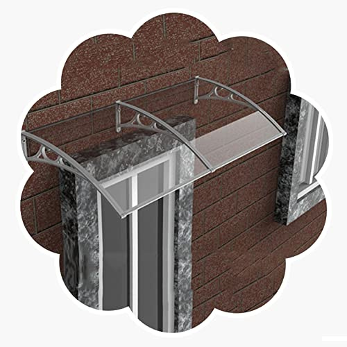 Tettoia per finestra del patio, tenda da sole ad arco per porta d'ingresso in policarbonato trasparente e insonorizzata, copertura per grondaia per ingresso esterno, tettoia per protezione solare da