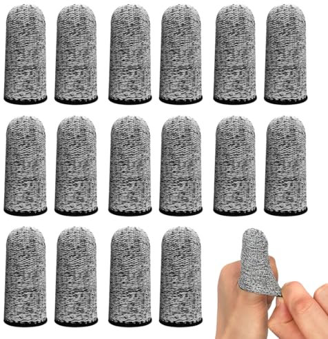 DLPRK 20 pezzi lettini per dita, proteggi dita mano, per il pollice riutilizzabile, antiscivolo, traspirante, resistente al taglio per lavoro, cucina, giardino, finger sleeves… (grigio)