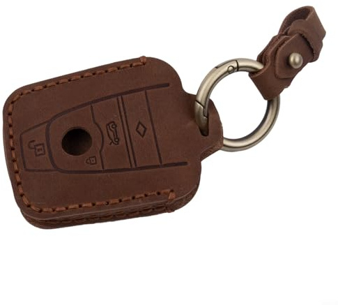 Aprilsunnyzone Key Cover,Keyless Entry Keychain Holder Full for PROTECTION Retro Leather Key Case Shell,For I3 I8 2014 2016 2017 Retro Hand-Made Leather Key Case Shell (Brown)