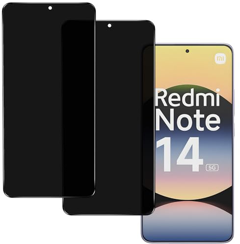 IBETEK Schutzfolie für Redmi Note 14 5G Sichtschutz, [2 Stück] Anti Spy Panzerglasfolie Privacy Tempered Glass 9H Härte Gehärtetem Schutz Glas Dunkel Schwarz Folie Blickschutzfolie Displayschutzfolie