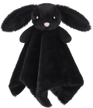 Apricot Lamb Black Bunny Blanket Cute Comforter Soft Loveys for Baby Boy and Girl, Security Blanket for Babies, Infant and Toddlers, Black