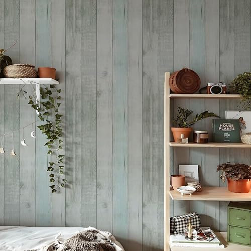 AMIGO Carta da Parati Autoadesiva Effetto Legno Rustico Blu Antico - Adesivo Removibile per Cucina, Armadi, Cassetti, Tavoli e Pareti 44.5x500cm