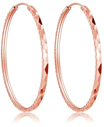 Estrellique 925 Sterling Silber Creolen Ohrringe für Damen, Creolen Große Ohrringe in 40/50/60mm Durchmesser, Hypoallergen Huggie Leichte Rund Kreis Ohrschmuck, 3 Paare Silber 925 Creolen Ohrringe Set
