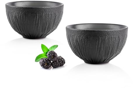 Wilmax - Schale aus Porzellan - 250ml - 2er Set - Salatschüssel - Schwarzer Schüssel für Snacks, Salat -Obstschale - Müsli-Schale - Elegant und Kratzfest - Ideal als Geschenk