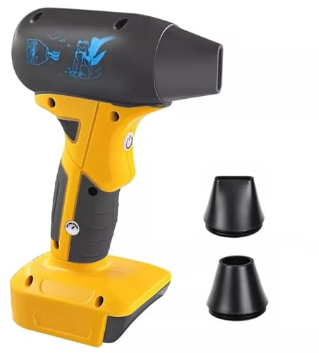FiTspi Trådlös Mini Jet Dry Blower kompatibel med Dewalt 18 V 20 V batteri, 130 000 RPM 4-växlad borstlös Turbo luftdammvippa med 2 munstycken, tryckluftrenare för rengöring av PC, tangentbord och bil