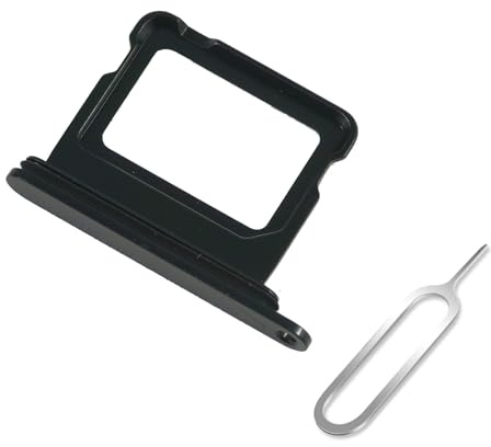 Cemobile SIM-Kartenhalter Ersatz für iPhone 16 & iPhone 16 Plus (Einzel-SIM-Version) mit wasserdichtem Gummidichtungsring und offenem Auswurfstift (schwarz)