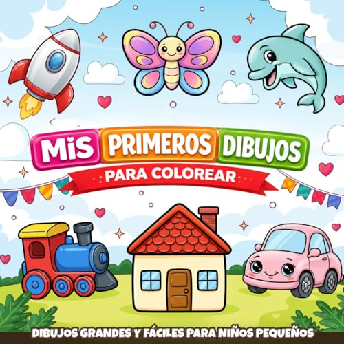 Mis Primeros Dibujos para Colorear – Dibujos grandes y fáciles para niños pequeños: Libro educativo para colorear desde 1 año con ilustraciones ... estimulan la motricidad fina y la creatividad