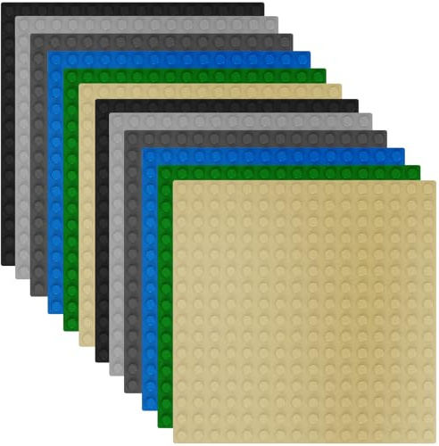 Set di 12 piastre da costruzione compatibili con la maggior parte delle marche, 12,8 x 12,8 cm, piastra di base classica, foresta pluviale tropicale, per costruzioni, altri set (6 colori)