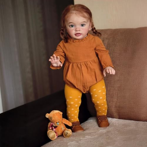 Pinky Reborn Taille énorme Debout 26 Pouces 66 cm Poupée Reborn Bébé Fille Souple Silicone Vinyle Réaliste Reborn Baby Dolls Nouveau-Né Jouet avec Cheveux Enracinés