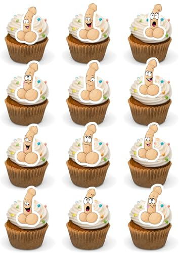 46Pcs Bachelorette Funny Willy Willies Cupcake Toppers Edible Premium Wafer Card Precut Cupcake Toppers Hen Do Hen Party
