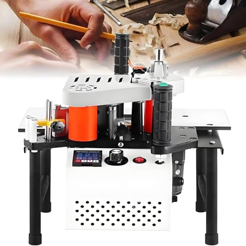 YLANMEI Encoladora de Cantos para carpintería, 1200 W, portátil, de Doble Cara, con Velocidad Ajustable de 2 a 6 m/min para armarios, roperos y Puertas de Madera.,White
