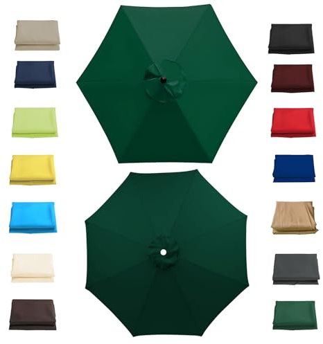 Garden Parasol Replacement Canopy Waterproof, 2m 2.30m 2.7m 3.0m Replacement Parasol Canopy Cover for Patio Pool Outdoor, Anti-UV Strong Sunshade Umbrella Cloth for 6/8 Ribs(Turquoise,2.7m/6 Arms)