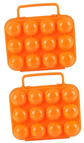 VERDANVERSE Contenitore per Uova Portatile da 12 Posti Meccanismo di Blocco Sicuro, Scatola Impilabile per Trasporto e Conservazione in Viaggio, Picnic e Cucina Domestica, 2 Pezzi Arancione