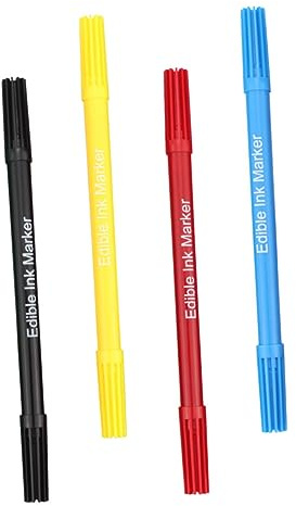 GLEAVI 4pcs Dual Tip Edible Food Coloring Pens for Cake Fondant Biscuit Drawing DIY Baking Accessories Pigment Markers for Cake Decorating