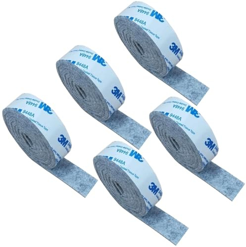 5 Rotoli Pattini in Feltro autoadesivi, 100cm * 2 cm di Larghezza, 4 mm di Spessore, Feltrini Feltrino per Sedie, Rotolo Adesivo per Mobili, Pavimenti e Gambe dell'armadio