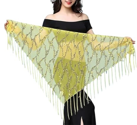 Cinturón tribal tribal con borlas de lentejuelas para mujer, cadena de cintura para baile, rendimiento, falda con flecos, disfraz