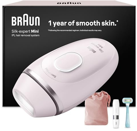 Braun IPL Geräte Haarentfernung Silk·expert Mini, PL1112, Rosa | Alternative Laser Haarentfernung für Zuhause, Dauerhafte Haarentfernung, Inkl. Etui, Mini-Rasierer + Gillette Venus Rasierer