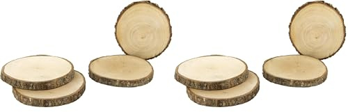 HOME DECO FACTORY - KA4715 Dessous de Verre Rondin en Bois - Set de 4 - Conçu pour Boissons et Apéritifs - Ambiance Naturelle et Authentique - Dimensions 13 x 11 x 11 cm - Bois (Lot de 2)