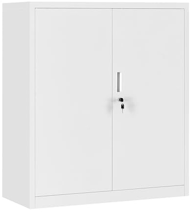 MMT Furniture Designs Ltd Gabinete pequeño de Acero, 2 Puertas, 2 estantes, con Cerradura, Armario de Almacenamiento de Metal para el hogar, Documentos de Oficina, Archivos, Cocina, despensa y Garaje