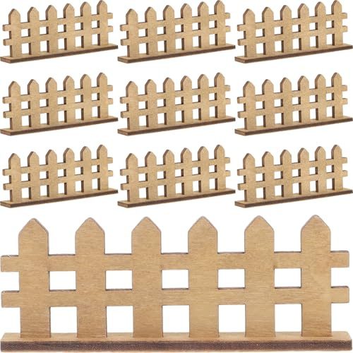 NOLITOY 10pcs Mini Wooden Picket Fence Small Garden Fence Props Brown Miniature Landscape Decor Dollhouse Accessories for Patio Lawn Micro Scenery