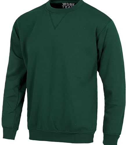 WORKTEAM Sudadera Cuello Redondo con Costura Reforzada en Cuello (280 g/m2), Puños y Cintura Elásticos, Ideal Trabajo, Tiempo Libre.. Unisex Verde Oscuro XXL