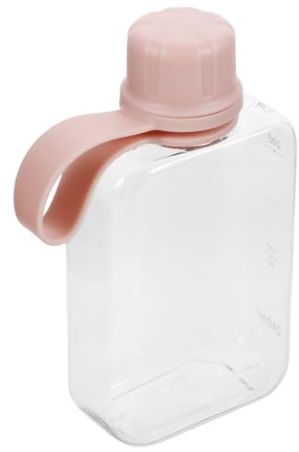 POPETPOP Gourde Plate Portable 240 ML Étanche en Plastique Léger Rose pour Sport et Plein Air, Mini Bouteille d'eau de Voyage Compacte pour Garçon et Filles et Randonnée Réutilisable