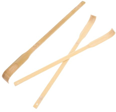 Anneome Rascadores de Espalda de Bambú 3 Piezas Mango Cómodo para Masaje en Casa y Viaje, Herramienta de Masaje para Hombres y Mujeres Diseño Resistente y Natural