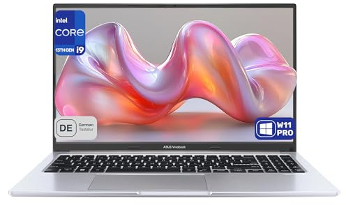 ASUS Vivobook 15 OLED Business Laptop, Intel Core i9 13900H, 16 GB DDR4 RAM, 512 GB PCIe SSD, 15.6 FHD (2880x1620) Display, Intel Graphics, QWERTZ Tastatur, Windows 11 Pro, Silber