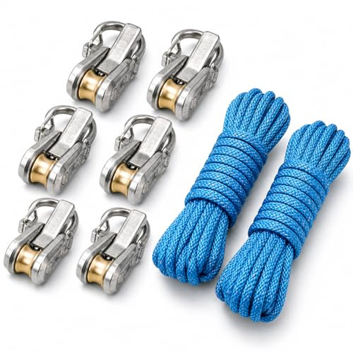KINDLUME 6 Pièces Tendeur à Rouleau, Corde avec Tendeur à Rouleau pour Camping, Rope Roller Cam Lock Tensioner, Outil de Serrage pour Bâche, Tente, Activités de Plein Air, sans Nœud