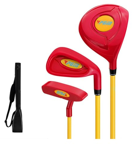 Golfklubbor set för barn, pojkar, flickor, nybörjare med golfklubb, trä, järnputter, hybridverktyg, tränare, lära studenter golfare pinnar (röd, 2–3 år (med väska))