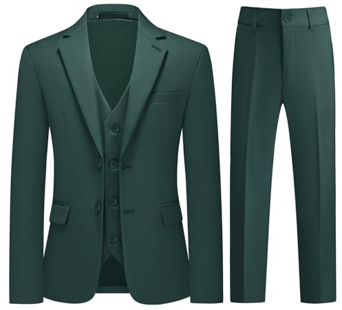 KUDMOL Boy's 3-Piece Suit One Button Slim Fit Tuxedo Kids Formal Outfit | Kids and Teenagers Suit with Blazer Waistcoat and Trousers Page Boy Wear for Wedding Prom and Birthday Party