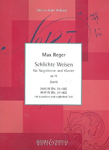 Schlichte Weisen: Heft 3/4. op. 76. hohe Singstimme und Klavier. hoch.