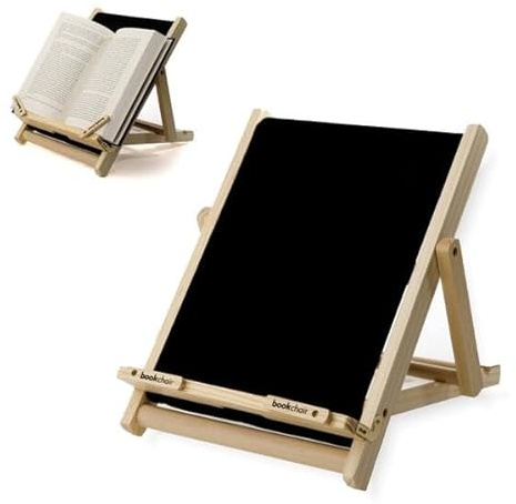 Bookchair (Standard) | Schwarz | Buchständer aus Holz | Leseständer | Für Bücher, E-Reader und Tablets | Lesehilfe | Tablethalter | freihändig Lesen | aktives Sitzen | ergonomisches Lesen | Geschenk für Leser & Buchliebhaber