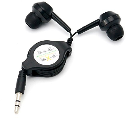 TRIXES Ecouteurs stéréo Noirs sans nœuds rétractables à Prise Jack 3.5mm