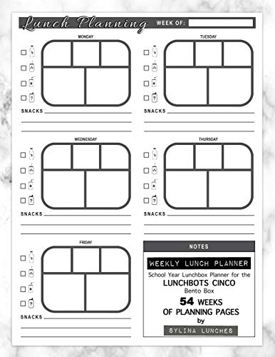 Weekly Lunch Planner: School Year Lunchbox Planner for the LunchBots Cinco Bento Box: 54 Weeks of Planning Pages (Bento Box Lunch Ideas, Band 9)